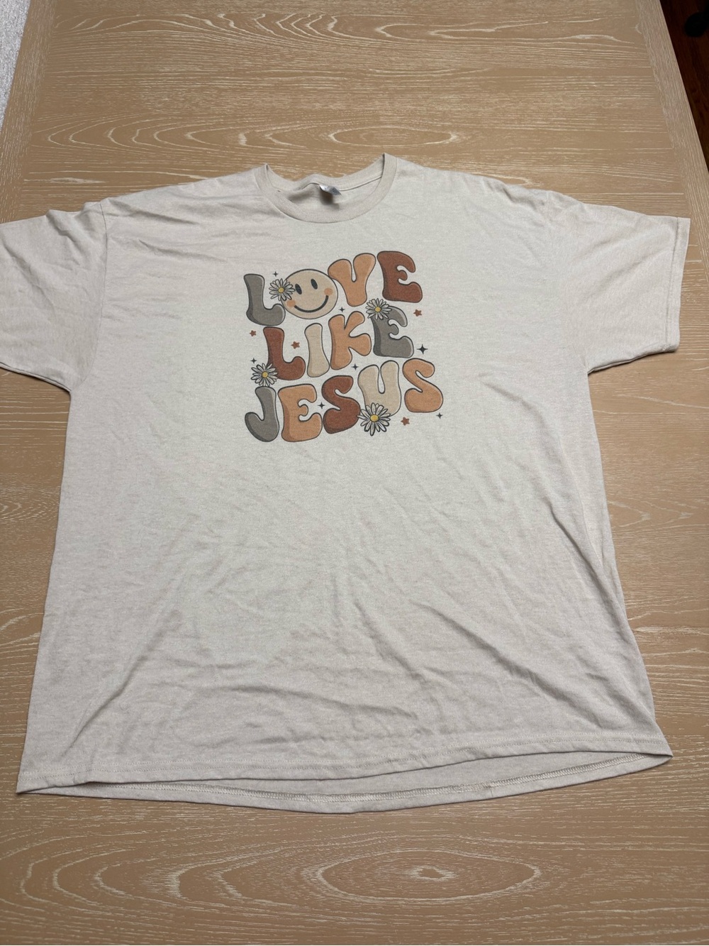 Jerzees Cream 'Love Like Jesus' Retro Graphic Tee